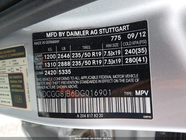 Продажа на аукционе авто 2013 Mercedes-benz Glk 350 4matic, vin: WDCGG8JB6DG016901, номер лота: 46125039