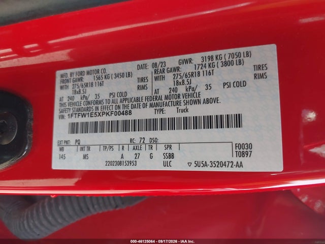 Aukcja sprzedaży 2023 Ford F-150 Xlt, vin: 1FTFW1E5XPKF00488, numer aukcji: 46125064