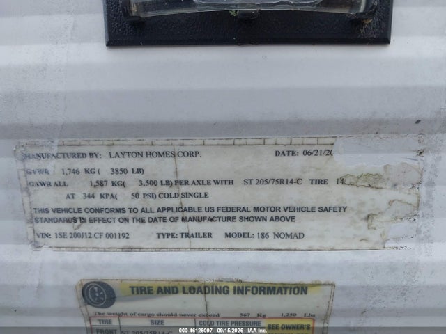Продажа на аукционе авто 2019 Skyline Nomad, vin: 1SE200J12CF001192, номер лота: 46125097