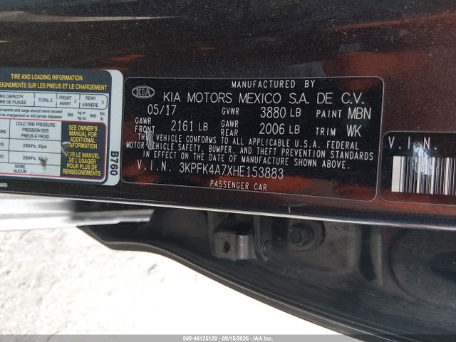 Aukcja sprzedaży 2017 Kia Forte Lx, vin: 3KPFK4A7XHE153883, numer aukcji: 46125120