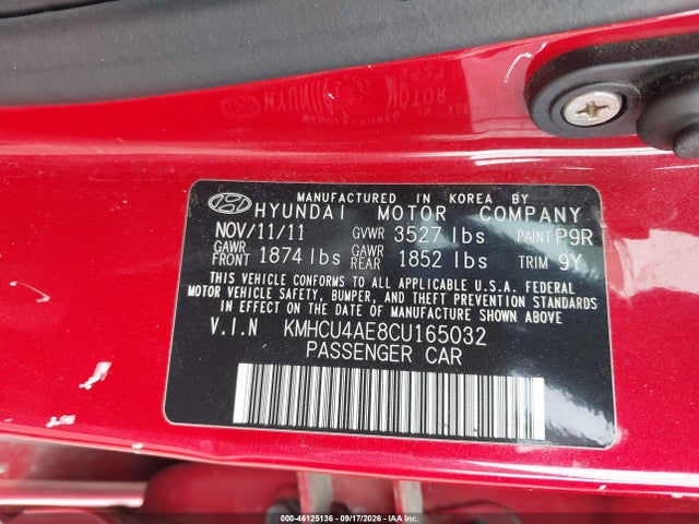 Aukcja sprzedaży 2012 Hyundai Accent Gls, vin: KMHCU4AE8CU165032, numer aukcji: 46125136