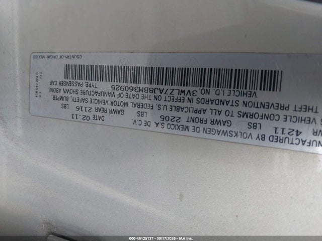 Aukcja sprzedaży 2011 Volkswagen Jetta 2.5l Sel, vin: 3VWLZ7AJ8BM360925, numer aukcji: 46125137