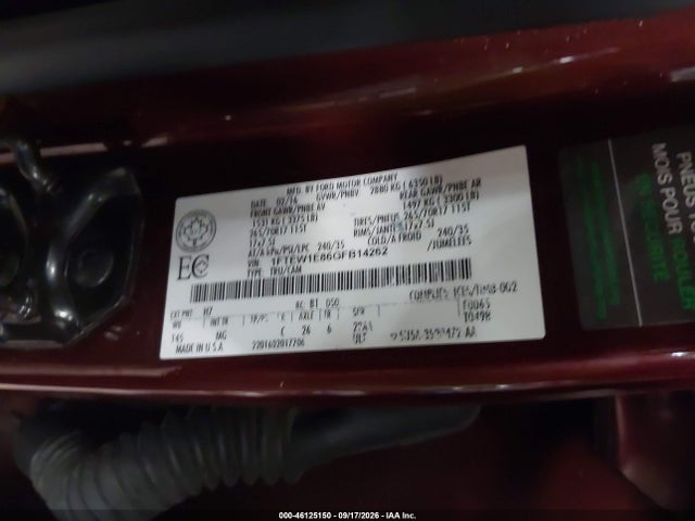 Продаж на аукціоні авто 2016 Ford F-150 Xlt, vin: 1FTEW1E86GFB14262, номер лоту: 46125150