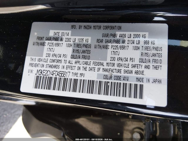 Aukcja sprzedaży 2015 Mazda Cx-5 Touring, vin: JM3KE2CY4F0456817, numer aukcji: 46125151