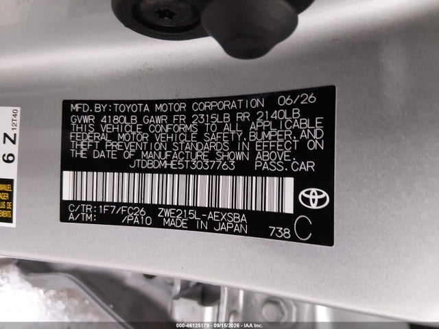 JTDBDMHE5T3037763 Toyota Corolla Hybrid Hybrid Se