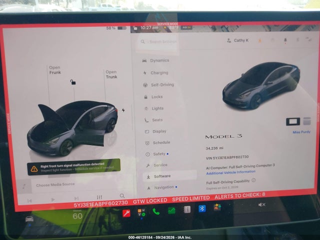 46125184 :رقم المزاد ، 5YJ3E1EA8PF602730 vin ، 2023 Tesla Model 3 Rear-wheel Drive مزاد بيع