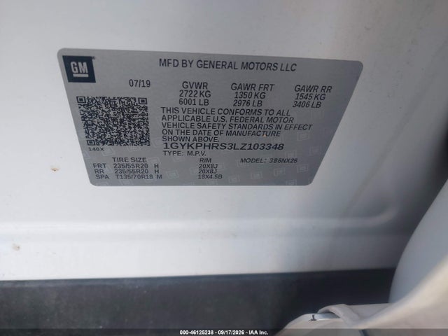 2020 Cadillac Xt6 Awd Sport მანქანა იყიდება აუქციონზე, vin: 1GYKPHRS3LZ103348, აუქციონის ნომერი: 46125238