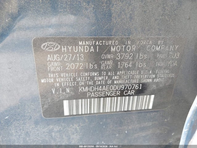 Aukcja sprzedaży 2013 Hyundai Elantra Gls, vin: KMHDH4AE0DU970761, numer aukcji: 46125258