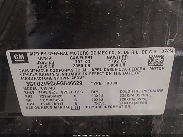 GMC Sierra 1500 Slt 2014 3GTU2VEC5EG546629 Image 9