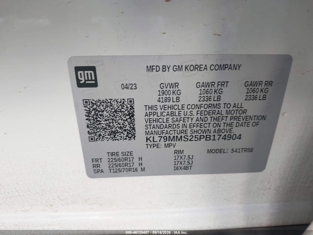 KL79MMS25PB174904 Chevrolet Trailblazer Fwd Ls