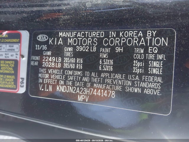 Продаж на аукціоні авто 2017 Kia Soul, vin: KNDJN2A23H7441478, номер лоту: 46125429