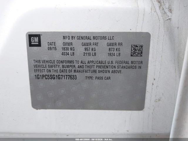 1G1PC5SG1G7177633 Chevrolet Cruze Limited Ls Auto