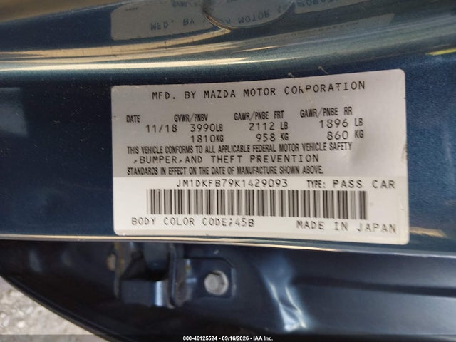 Aukcja sprzedaży 2019 Mazda Cx-3 Sport, vin: JM1DKFB79K1429093, numer aukcji: 46125524