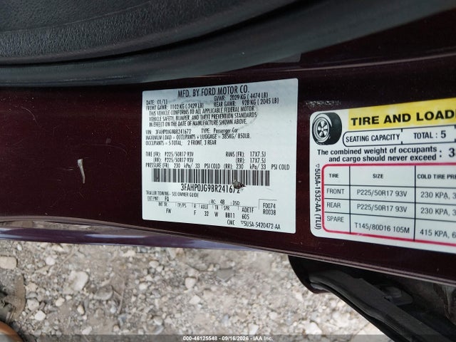 Продажа на аукционе авто 2011 Ford Fusion Sel, vin: 3FAHP0JG9BR241672, номер лота: 46125548