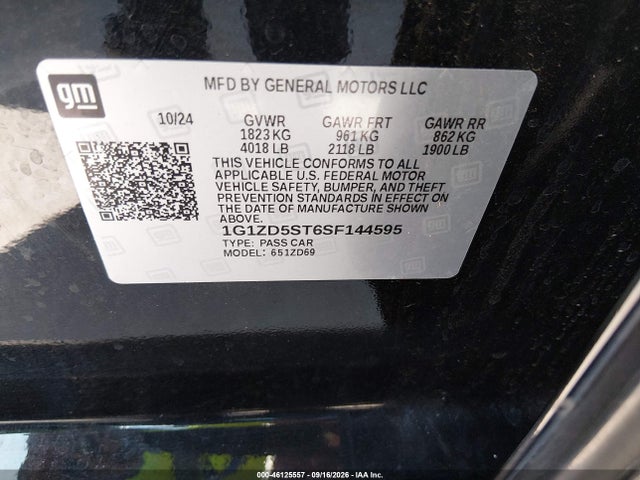 1G1ZD5ST6SF144595 Chevrolet Malibu Fwd 1lt