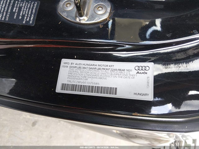 Auction sale of the 2004 Audi Tt 1.8l, vin: TRUTC28N441025585, lot number: 46125573