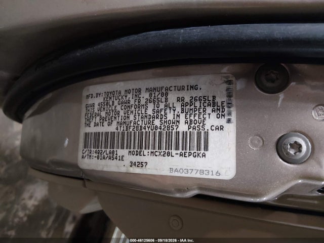 Aukcja sprzedaży 2000 Toyota Avalon Xls, vin: 4T1BF28B4YU042857, numer aukcji: 46125606