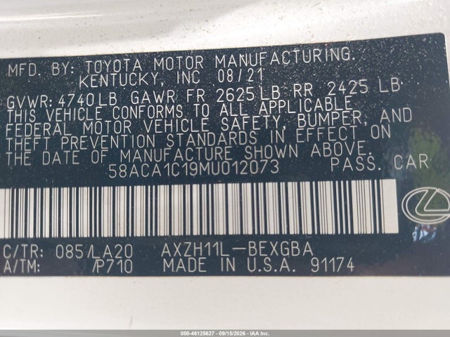 58ACA1C19MU012073 Lexus ES 300H