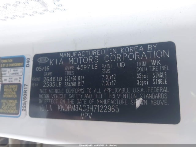 KIA Sportage Lx 2017 KNDPM3AC3H7122965 Image 9