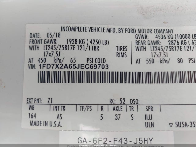 Ford F-250 Xl 2018 1FD7X2A65JEC69703 Image 9