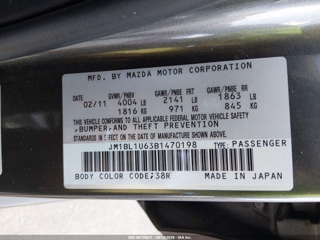 Aukcja sprzedaży 2011 Mazda Mazda3 S Sport, vin: JM1BL1U63B1470198, numer aukcji: 46125821