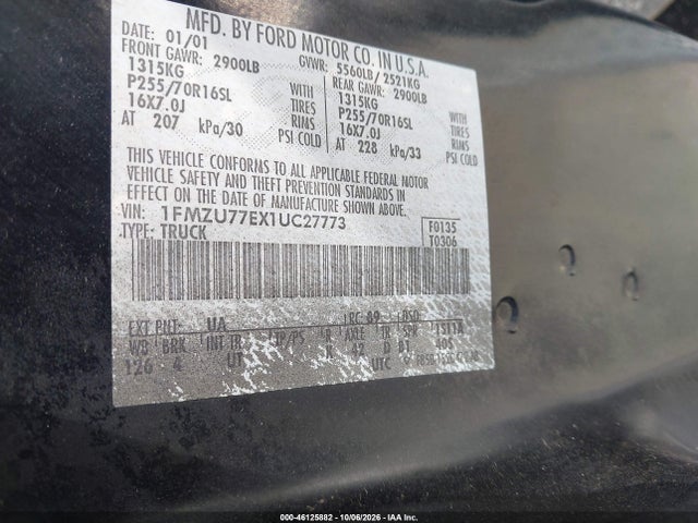 Продаж на аукціоні авто 2001 Ford Explorer Sport Trac, vin: 1FMZU77EX1UC27773, номер лоту: 46125882