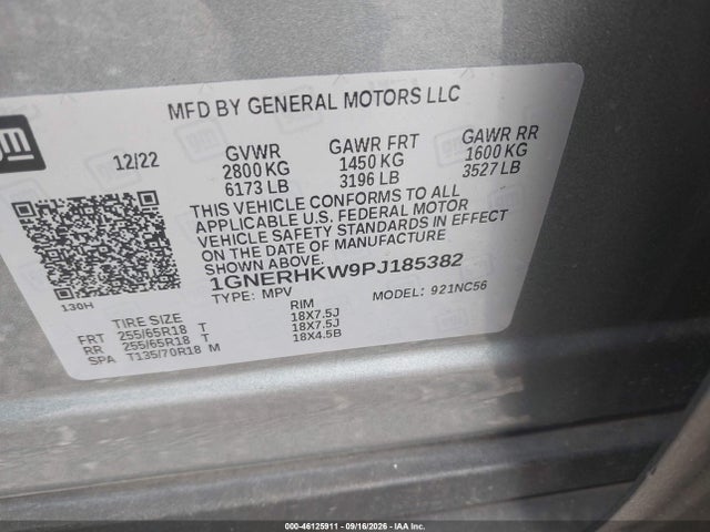 Aukcja sprzedaży 2023 Chevrolet Traverse Fwd Lt Leather, vin: 1GNERHKW9PJ185382, numer aukcji: 46125911