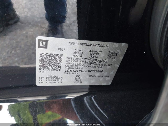 46126005 :رقم المزاد ، 1GKS2HKJ7HR393840 vin ، 2017 Gmc Yukon Xl Denali مزاد بيع