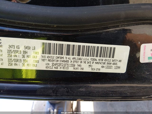 46126086 :رقم المزاد ، 3D4PG3FG1BT511550 vin ، 2011 Dodge Journey Crew مزاد بيع