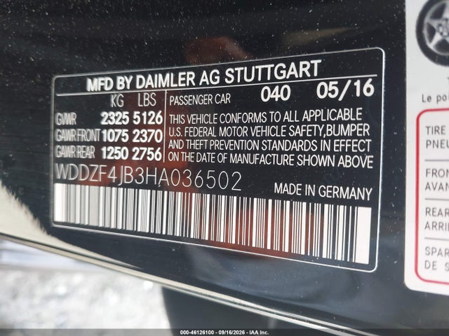 Продажа на аукционе авто 2017 Mercedes-benz E 300, vin: WDDZF4JB3HA036502, номер лота: 46126100