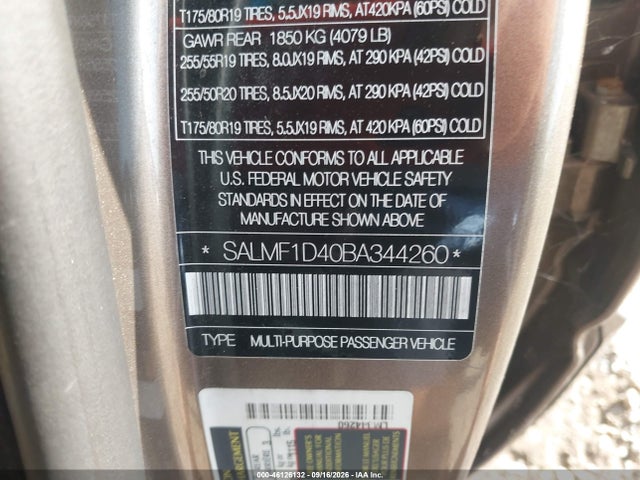 Aukcja sprzedaży 2011 Land Rover Range Rover Hse, vin: SALMF1D40BA344260, numer aukcji: 46126132