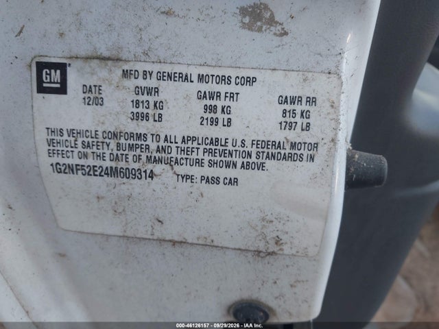 46126157 :رقم المزاد ، 1G2NF52E24M609314 vin ، 2004 Pontiac Grand Am Se1 مزاد بيع