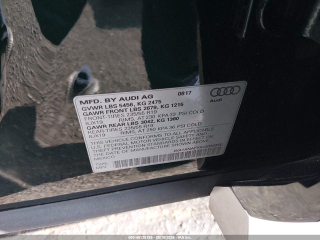 46126159 :رقم المزاد ، WA1ANAFYXJ2039350 vin ، 2018 Audi Q5 2.0t Premium/2.0t Tech Premium مزاد بيع