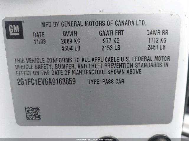 2010 Chevrolet Camaro 2lt მანქანა იყიდება აუქციონზე, vin: 2G1FC1EV6A9163859, აუქციონის ნომერი: 46126188