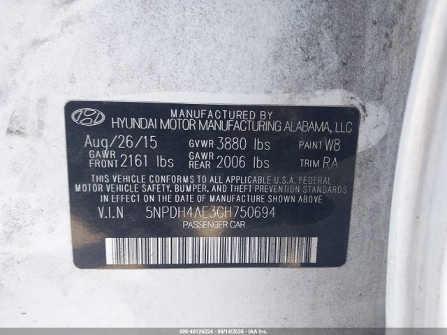 Hyundai ELANTRA SE 2016 5NPDH4AE3GH750694 Image 9