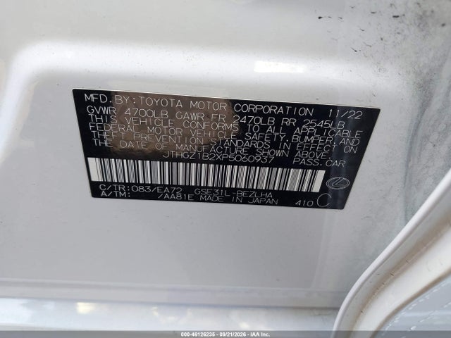 Aukcja sprzedaży 2023 Lexus Is 350 F Sport, vin: JTHGZ1B2XP5060937, numer aukcji: 46126235