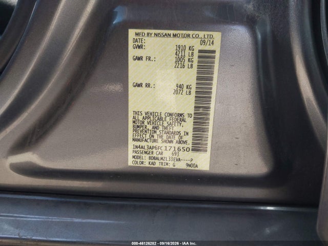 Nissan Altima 2.5 Sv 2015 1N4AL3AP6FC171650 Image 9