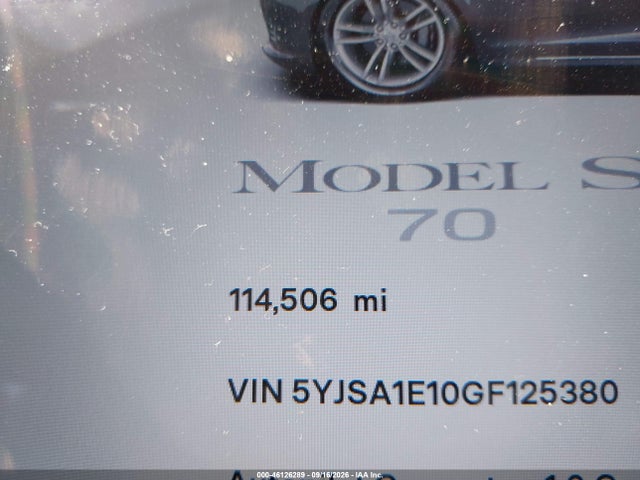 Aukcja sprzedaży 2016 Tesla Model S 60/70/75/85, vin: 5YJSA1E10GF125380, numer aukcji: 46126289