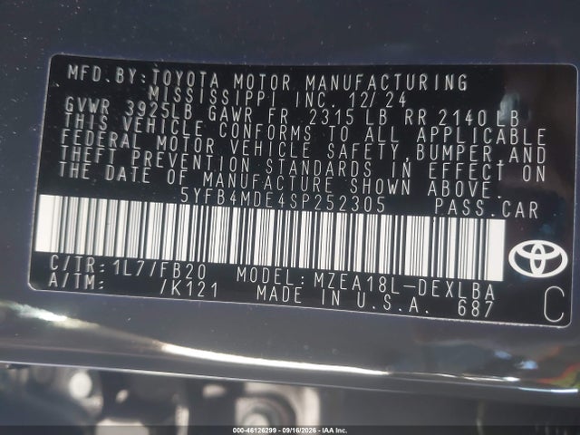 Toyota COROLLA LE 2025 5YFB4MDE4SP252305 Image 9