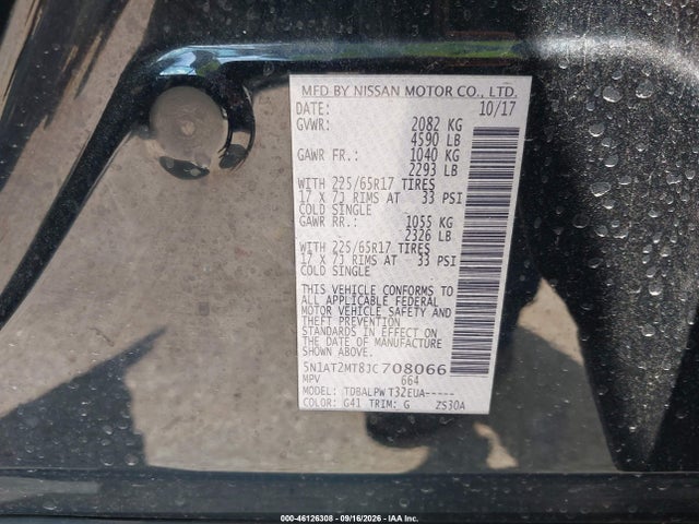 Aukcja sprzedaży 2018 Nissan Rogue S, vin: 5N1AT2MT8JC708066, numer aukcji: 46126308