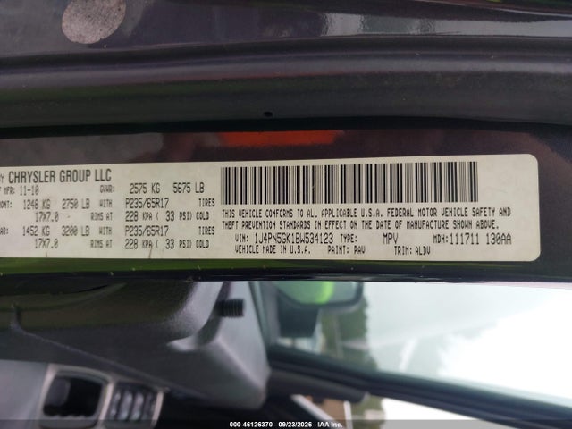 46126370 :رقم المزاد ، 1J4PN5GK1BW534123 vin ، 2011 Jeep Liberty Limited Edition مزاد بيع