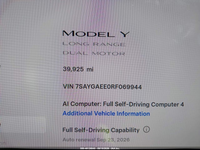 7SAYGAEE0RF069944 Tesla Model Y Long Range Dual Motor All-wheel Drive