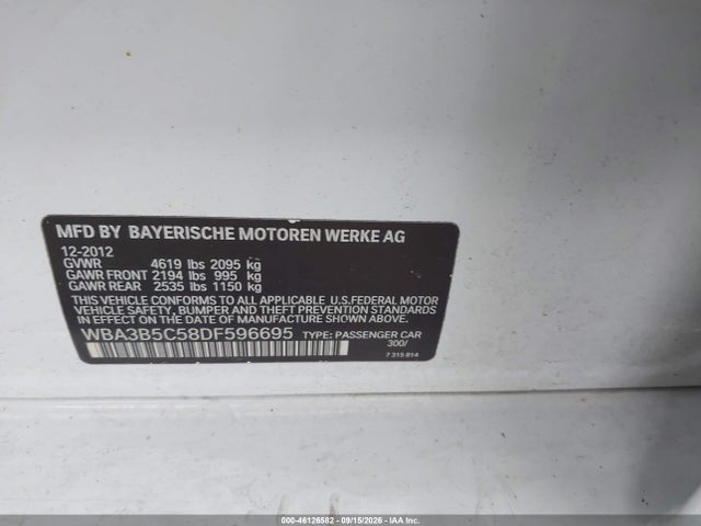 Продаж на аукціоні авто 2013 Bmw 328i Xdrive, vin: WBA3B5C58DF596695, номер лоту: 46126582