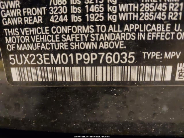 Aukcja sprzedaży 2023 Bmw X7 Xdrive40i, vin: 5UX23EM01P9P76035, numer aukcji: 46126620