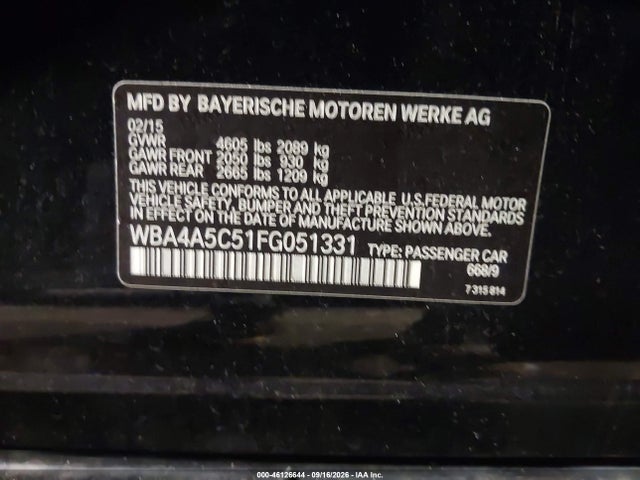 Продаж на аукціоні авто 2015 Bmw 428 Gran Coupe, vin: WBA4A5C51FG051331, номер лоту: 46126644