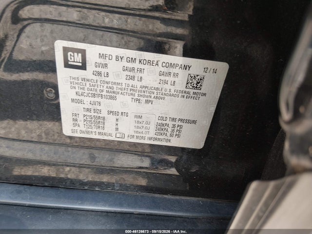 Продаж на аукціоні авто 2015 Buick Encore Leather, vin: KL4CJCSB1FB103865, номер лоту: 46126673