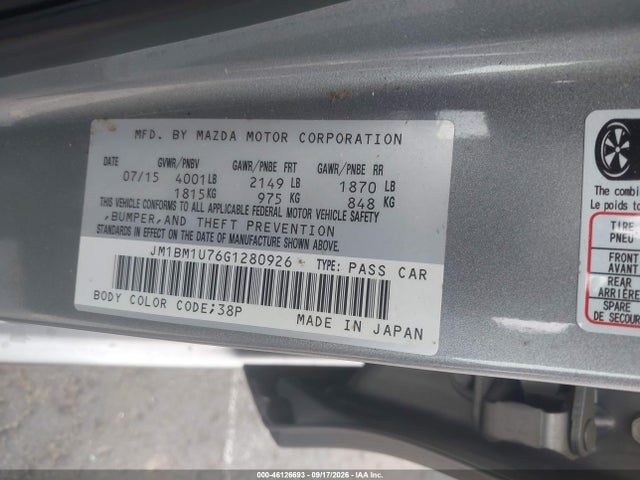 Продаж на аукціоні авто 2016 Mazda Mazda3 I Sport, vin: JM1BM1U76G1280926, номер лоту: 46126693