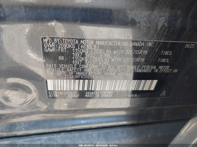 2025 Toyota Rav4 Xle Premium მანქანა იყიდება აუქციონზე, vin: 2T3A1RFV3SC543433, აუქციონის ნომერი: 46126741