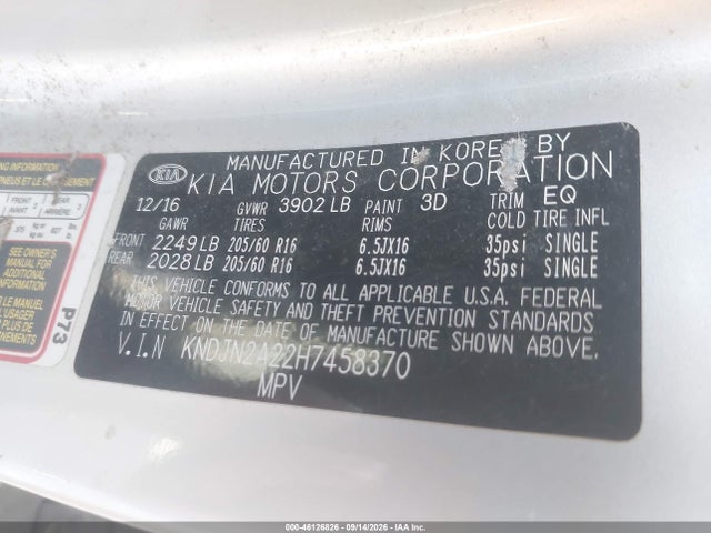 KIA Soul 2017 KNDJN2A22H7458370 Image 9