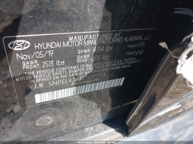 Aukcja sprzedaży 2020 Hyundai Sonata Sel, vin: 5NPEL4JA9LH001974, numer aukcji: 46126843